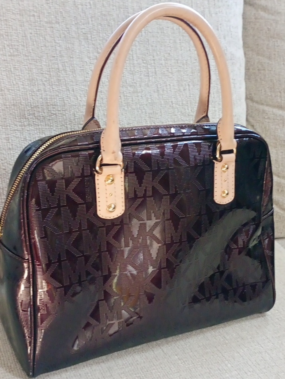Michael Kors | Dark Burgundy Glossy MK Logo Satchel